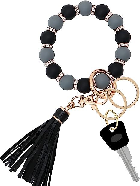 Wholesale Colorful Silicone Bead Tassel Beaded Wrist Keychain
